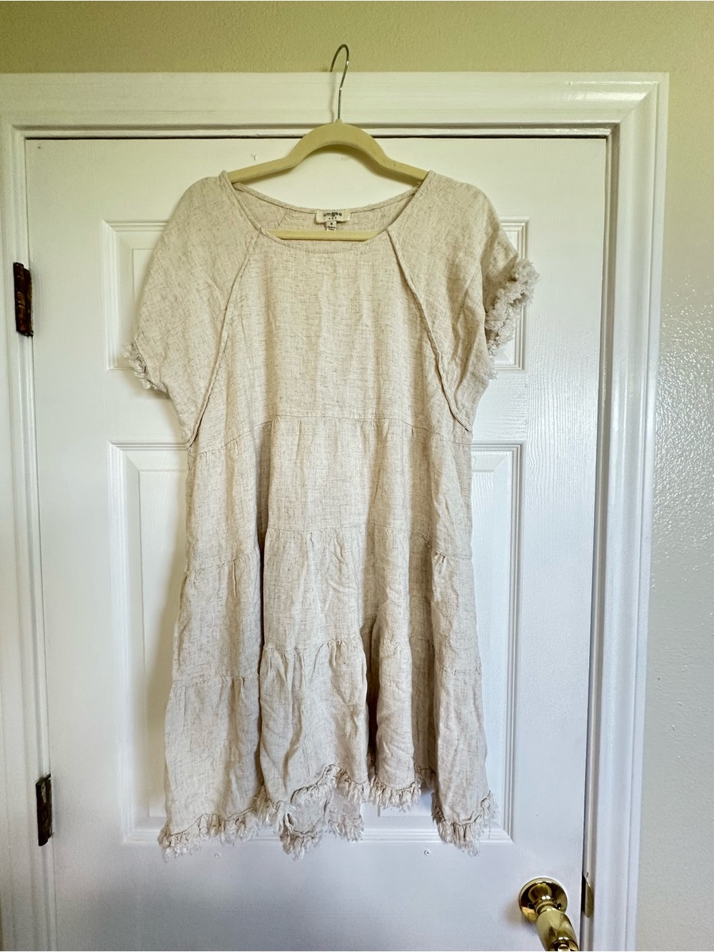Umgee Cream Textured Linen-Blend Dress